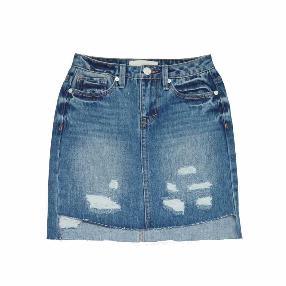 Denim Distressed Skirt